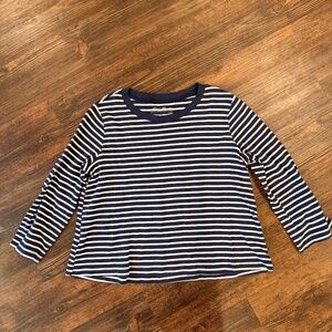 Eddie Bauer Navy & White Striped Long Sleeve Tee | Boat Neck | Women’s Large